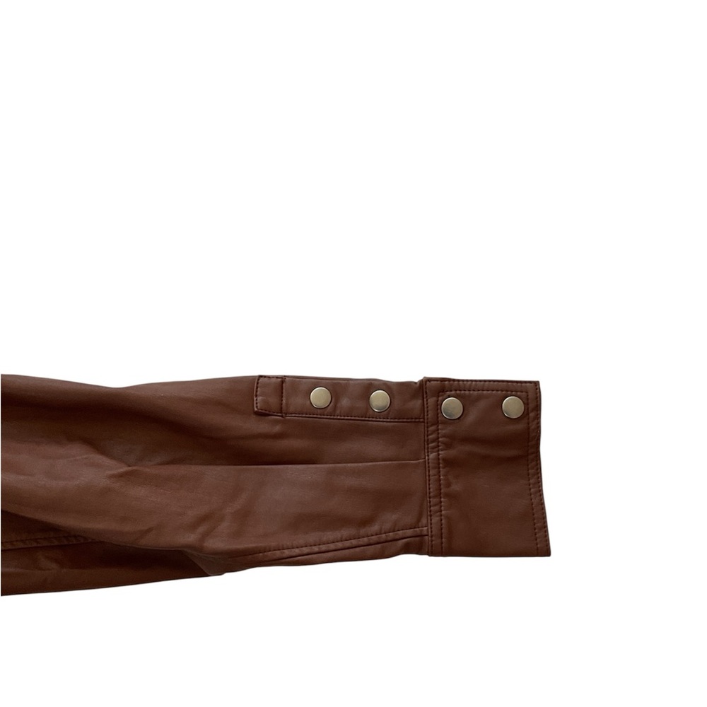 Free People We The Free Easy Rider Faux Leather Shacket Brown, M - Picture 10 of 15